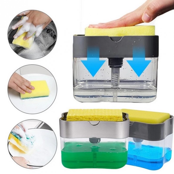 Дозатор для моющего ср-ва + губка Soap Pump Sponge Caddy