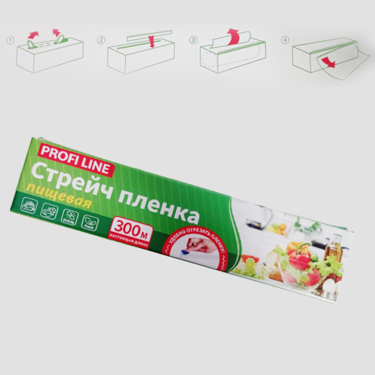 Плёнка стрейч пищевая  с ножом 300м Profi Line