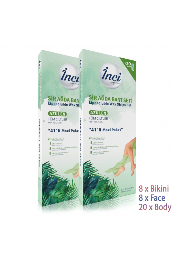 Восковые полоски INCI Azulen MAXI SET 41шт  (ноги+лицо+подмышки)