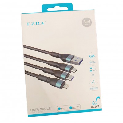 Кабель 3 в 1 USB 1.2m  EZRA  (DC207)