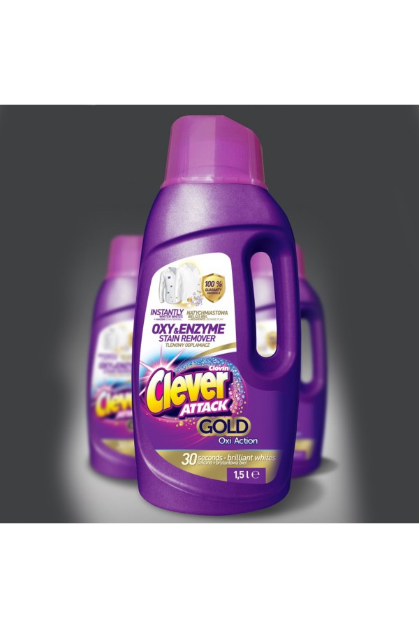 Пятновыводитель кислородный жидкий CLEVER 1,5L ATTACK