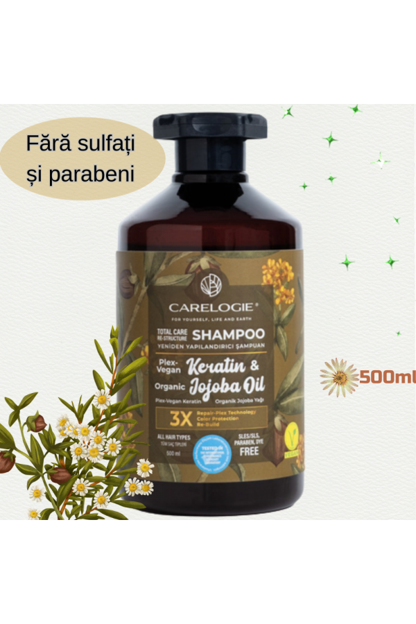 Шампунь HG CARELOGIE Keratin &Organic Jojoba Oil 500 мл