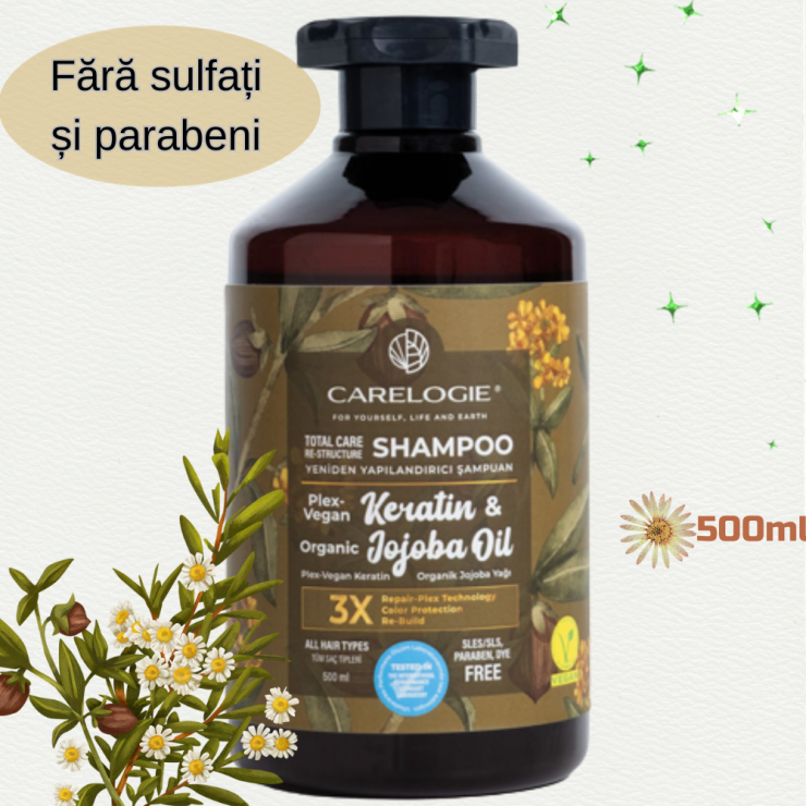 Шампунь HG CARELOGIE Keratin &Organic Jojoba Oil 500 мл