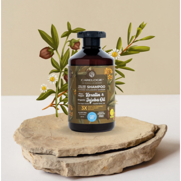 Шампунь безсульфатный  CARELOGIE Keratin &Organic Jojoba Oil 500 мл