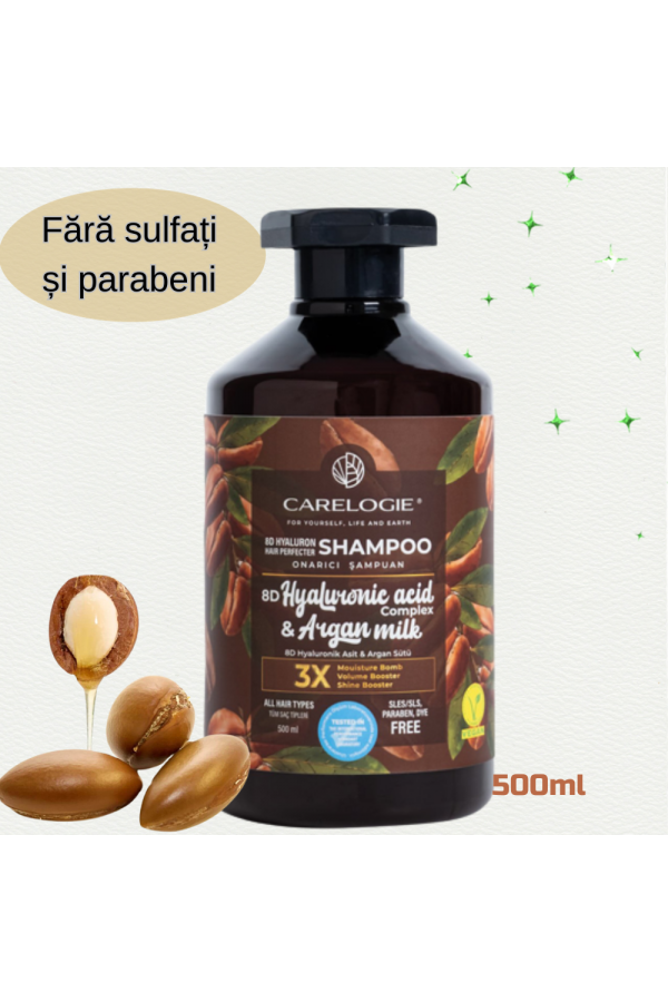 Шампунь HG CARELOGIE Hyaluronic Acid Complex & Argan Milk  500мл