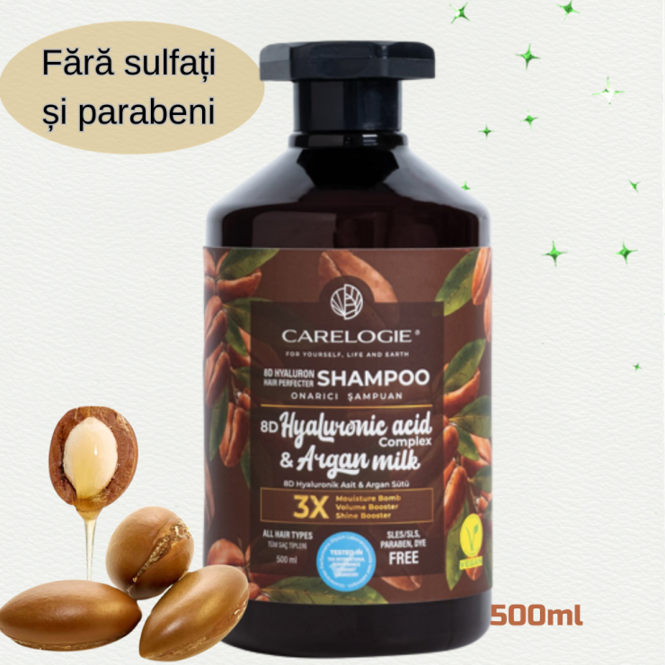 Шампунь HG CARELOGIE Hyaluronic Acid Complex & Argan Milk  500мл