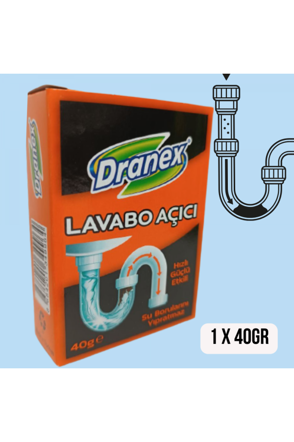 Средство для прочистки труб DRANEX Lavabo Acici 40gr (1применение)
