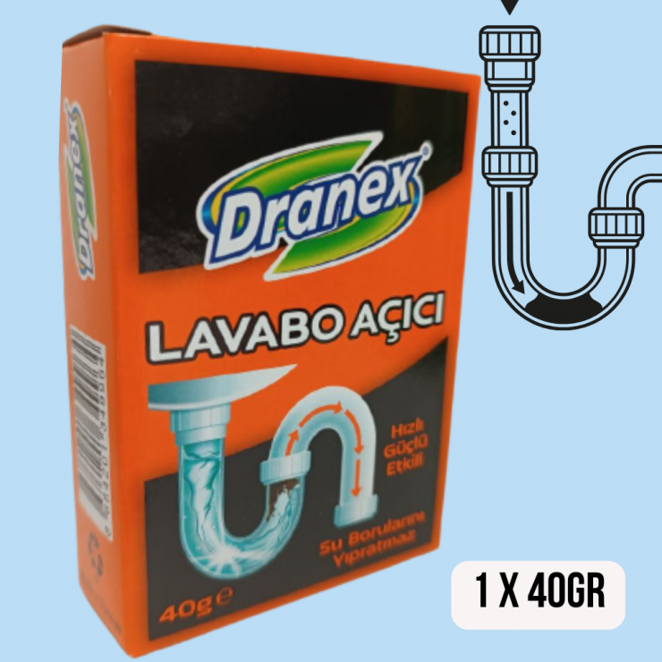 Средство для прочистки труб DRANEX Lavabo Acici 40gr (1применение)