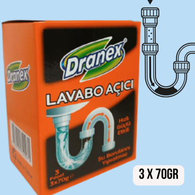 Средство для прочистки труб DRANEX Lavabo Acici 3*70gr