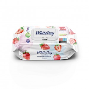 Влажные салфетки White Day Strawberry 120 шт