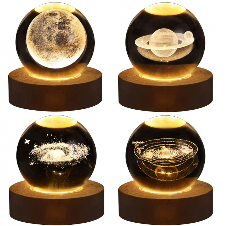 Lampa sticla cu iluminare D8 cm