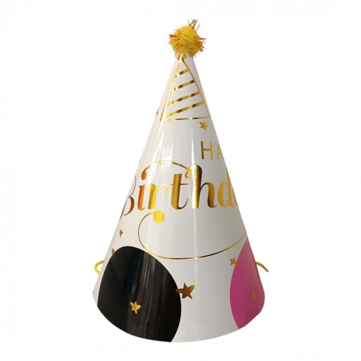 Колпак праздничный  Happy Birthday 20см