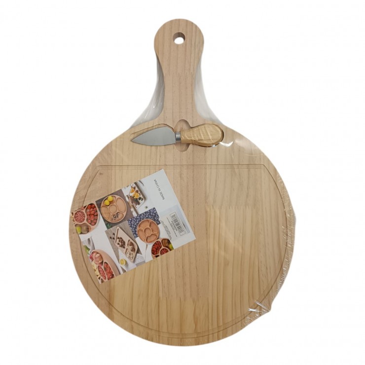 Доска круглая для сыра, с ножами  42.5x29.5см