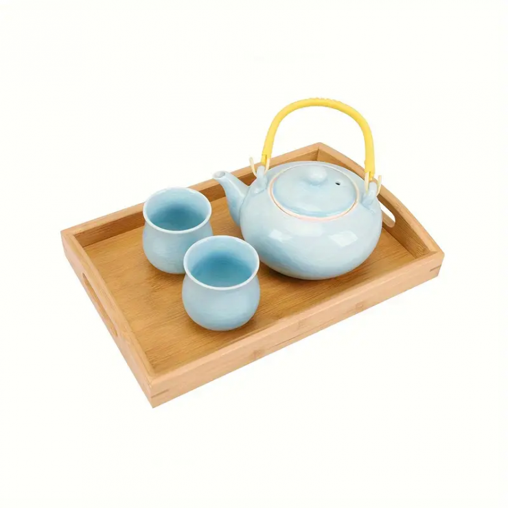 Tava de servit din bambus, cu minere, 39X27cm