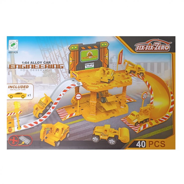 Set de construit - Parcarea masinilor de constructie, 40 piese, 3+