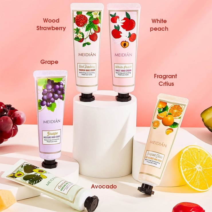 Крем для рук в наборе 5шт, фруктовые, Meidian
