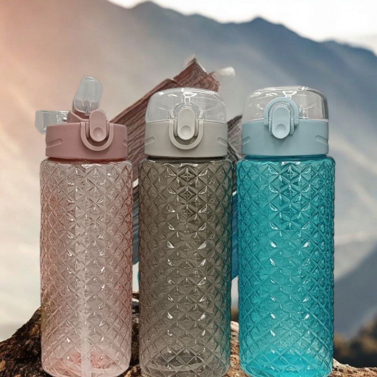 Бутылка для воды 770ml, с трубочкой и силиконовым поильником, Cristal