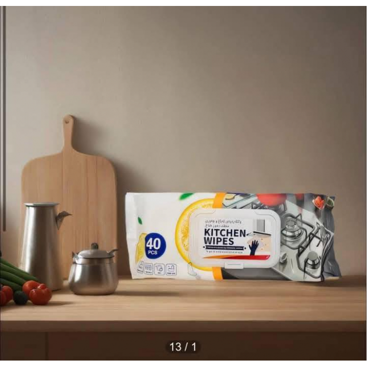 Șervețele umede pentru curatare suprafete din bucătărie KW Lemon, 40 buc