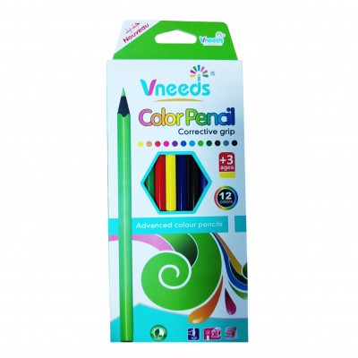 Цветные карандаши Vneeds, Corrective Grip, 12 цветов,  V0674