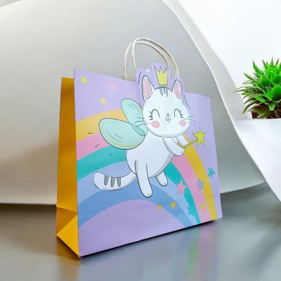 Пакет подарочный зайка/кошечка с ушками 32х26х10см (2120)