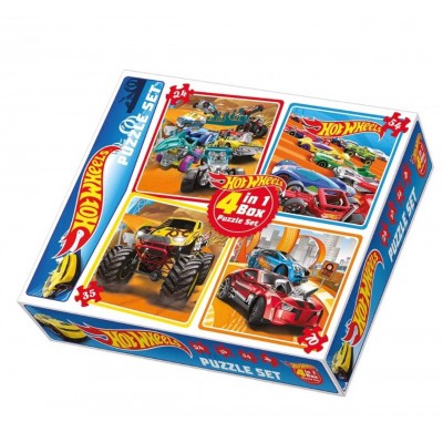 Пазлы, Hot Wheels, в наборе 4 в 1