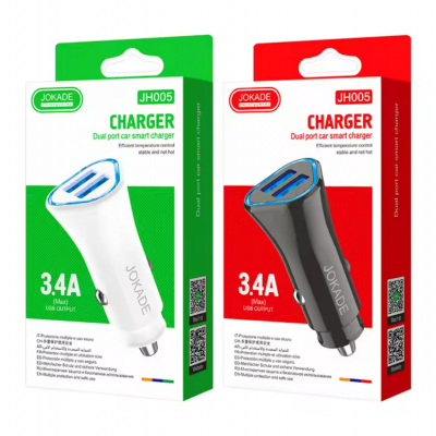 Авто адаптер Jokade JH-005, LED, Dual USB, 3,4A