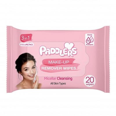 Влажные салфетки для снятия макияжа Paddlers Make-up Remover 20 шт
