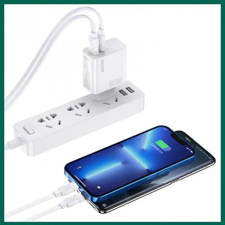 Адаптер быстр. зарядки Dual port JOKADE 65W JB045
