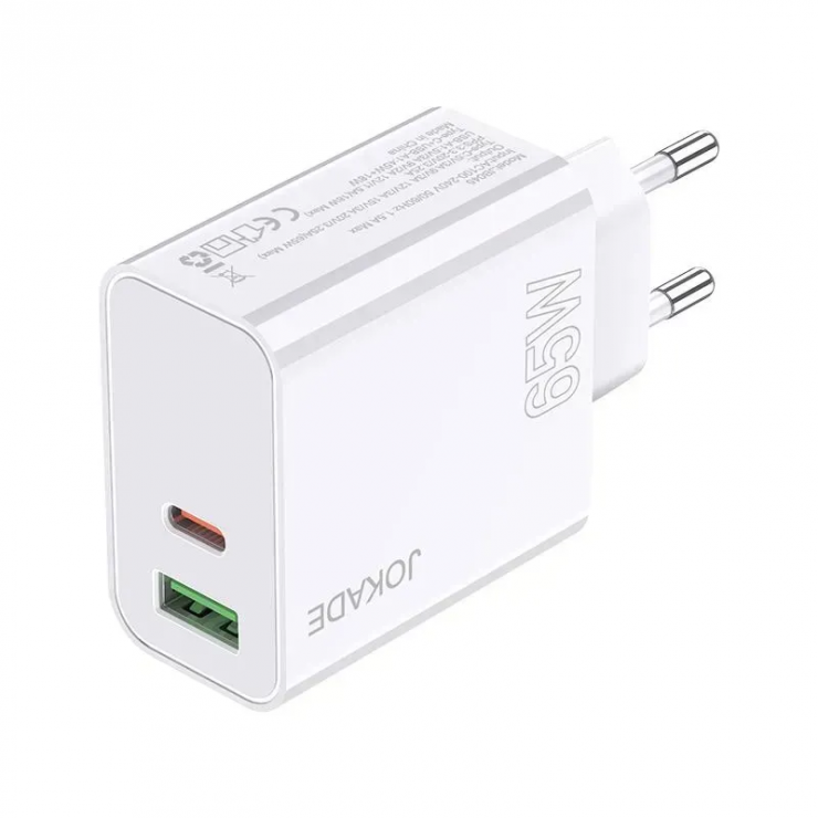 Адаптер быстр. зарядки Dual port JOKADE 65W JB045