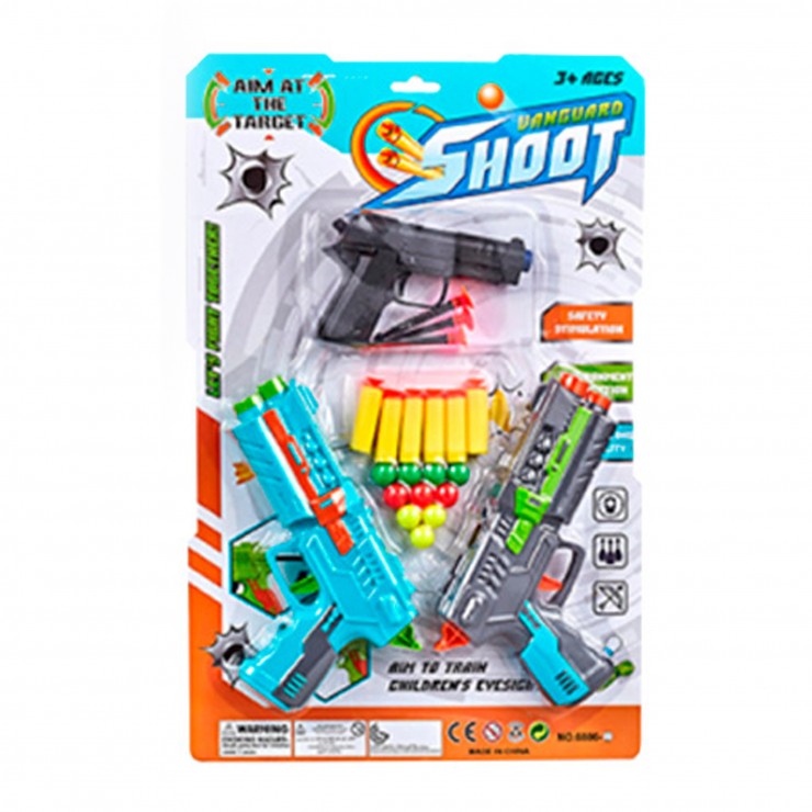 Pistol de jucarie in set 3 tipuri Vanguard Shoot 3+ / 6886-18