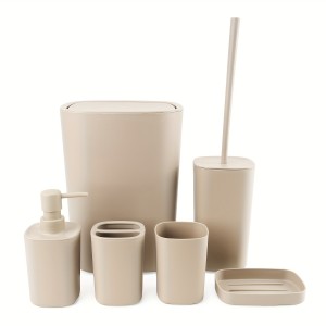 Set organizatoare pentu baie Bathlux, bej, 6 buc