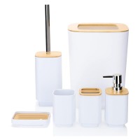 Set Organizator Baie, Alb + Bambus, 6 Piese