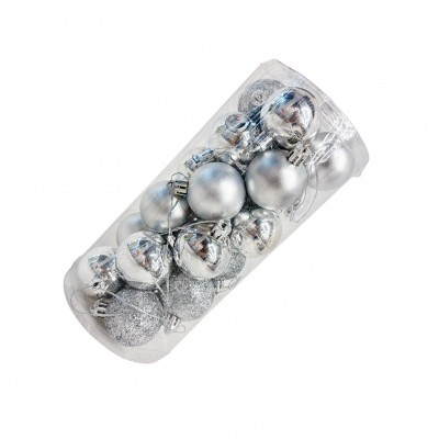 Шары елочные 24 шт. D4, B-4612, Серебристые