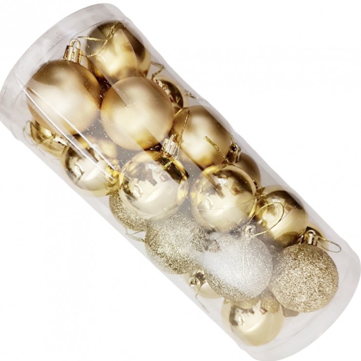 Шары елочные 24 шт. D5, B-5612, Золотистые