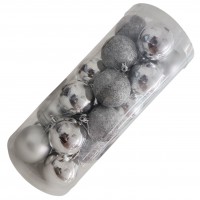 Шары елочные 24 шт. D6, B-6612, Серебристые