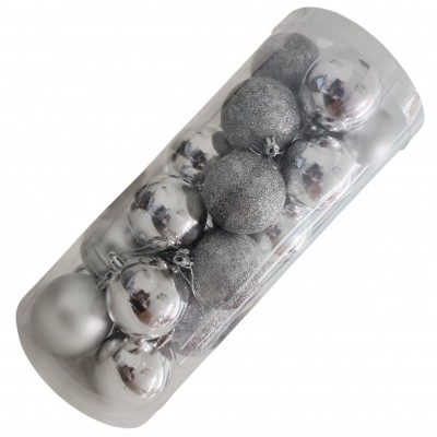 Шары елочные 24 шт. D6, B-6612, Серебристые Шары елочные 24 шт. D6, B-6612, Серебристые