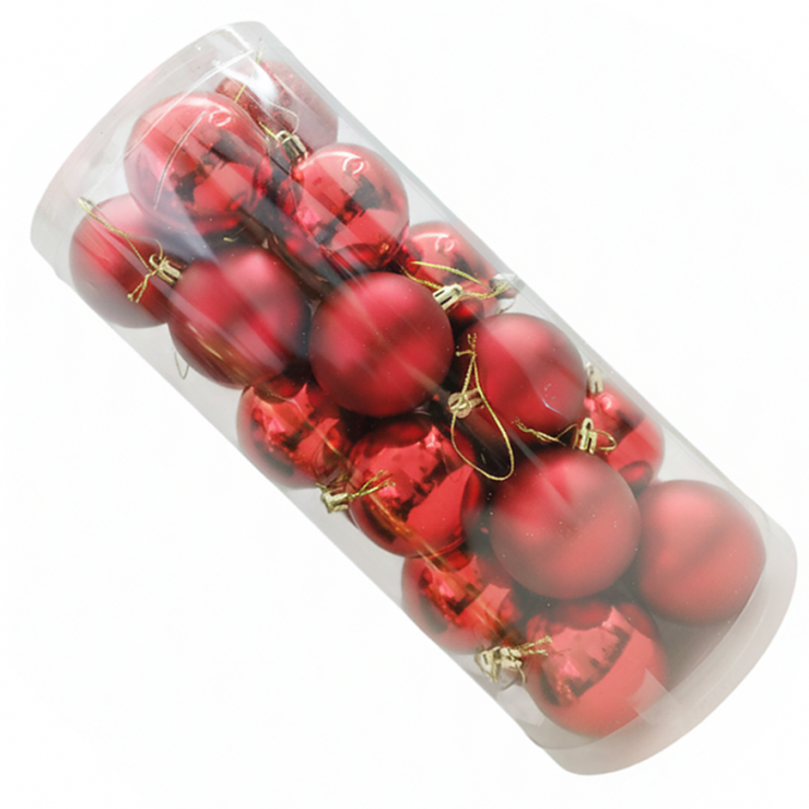 Шары елочные 24 шт. D6, B-6612, Красные