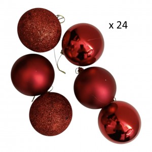 Шары елочные 24 шт. D6, B-6612, Красные
