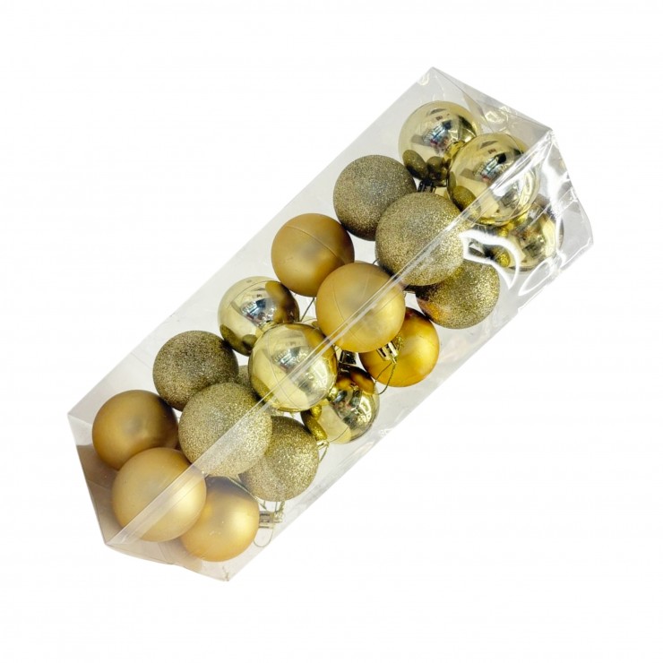 Шары елочные 24 шт. D5, B-5618, Золотистые