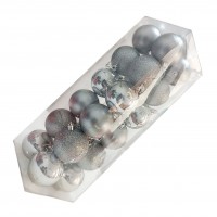 Шары елочные 24 шт. D6, B-6618, Серебристые