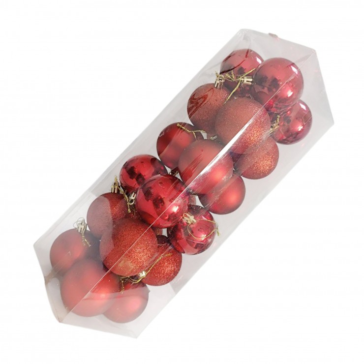 Шары елочные 24 шт. D6, B-6618, Красные Шары елочные 24 шт. D6, B-6618, Красные