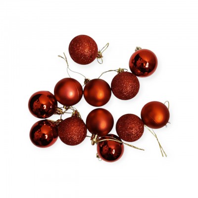 Шары елочные 12 шт. D4, Красные