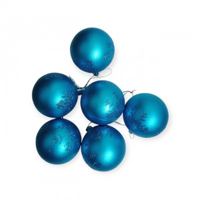 Шары елочные 6 шт. D6, WA23666, Голубые