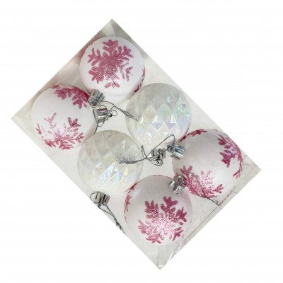 Шары елочные 6 шт. D6, WA23670, Белые с розовым Шары елочные 6 шт. D6, WA23670, Белые с розовым