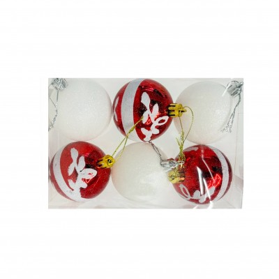 Globuri de Crăciun 6 buc. D6, WA22009, Albi si rosii Globuri de Crăciun 6 buc. D6, WA22009, Albi si rosii