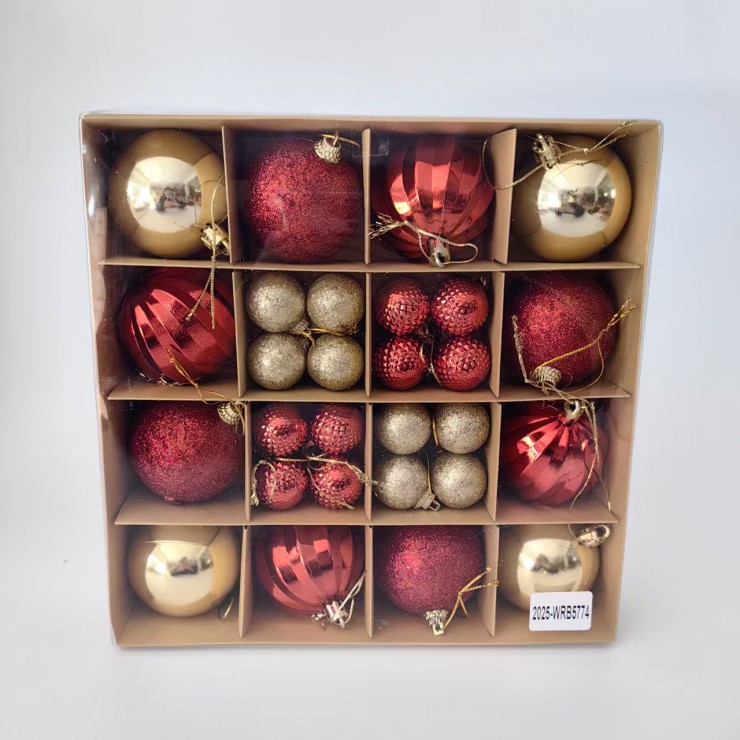Globuri de Crăciun set 44 buc. D6,D3 WRB25-5774, Aurii/rosii Globuri de Crăciun set 44 buc. D6,D3 WRB25-5774, Aurii/rosii