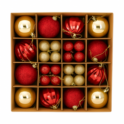 Шары елочные набор 44 шт D6,D3, WRB25-5774, золотистые и красные Шары елочные набор 44 шт D6,D3, WRB25-5774, золотистые и красные