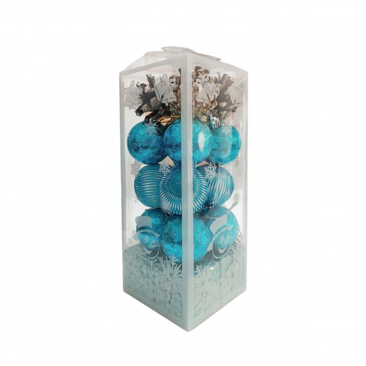 Шары елочные набор 20 шт D4, F2015, голубые