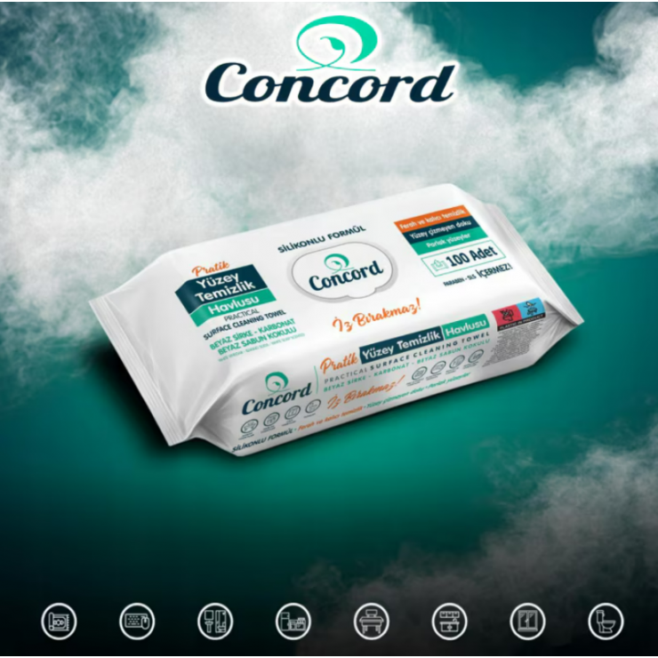 Servetele umede universale pentru curatarea suprafetelor Concord 100 bucati / sapun alb