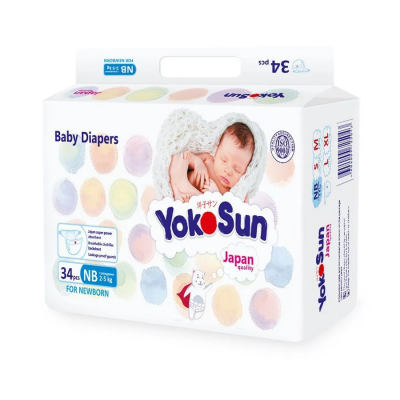 Подгузники YokoSun Japan Quality Newborn  (2-5 кг), 34 шт